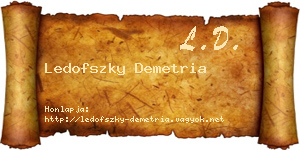 Ledofszky Demetria névjegykártya